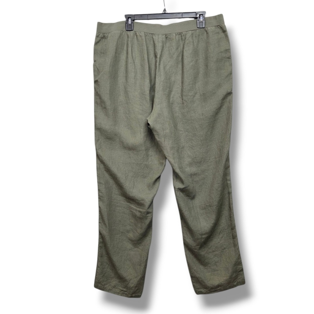 J Jill Love Linen Pants Womens Large English Moss Green Ankle Pockets Pull On - Picture 4 of 10